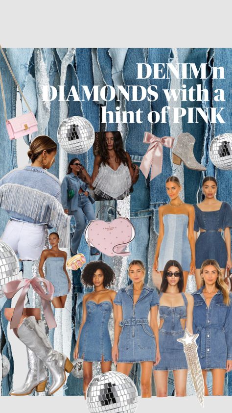 #myfirstshuffle Denim Bachelorette Outfit, Denim And Disco, Denim Bachelorette, Denim Themed Party Outfit, Party Outfit Themes, Denim Themed Party, Bachelorette Party Outfit Themes, Cowgirl Bachelorette Party Outfits, Outfit Themes