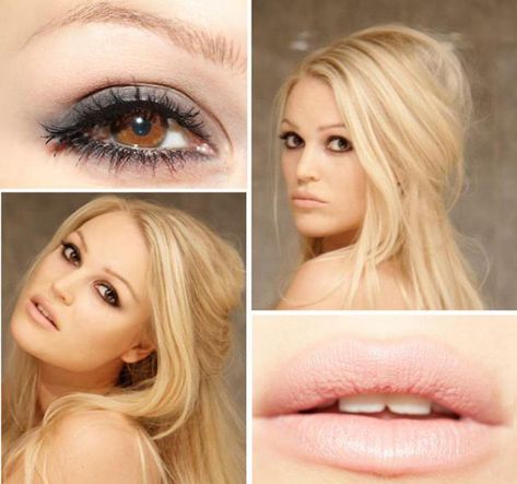 makeup for brown eyes with blonde hair Bardot Makeup, Blonde Hair Dark Eyes, Blonde Brown Eyes, Brown Eyes Blonde Hair, Cool Blonde Hair Colour, Dark Eyebrows, Blonde Hair Makeup, Blonde Hair Brown Eyes, Eyeshadow For Brown Eyes