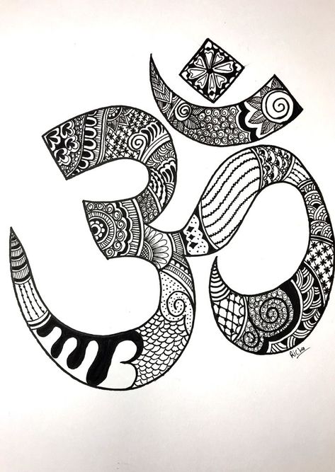 Ohm Art, Om Symbol Art, Tangled Art, Yoga Drawing, Om Art, Pen Art Work, Easy Mandala Drawing, Easy Mandala, Symbol Art