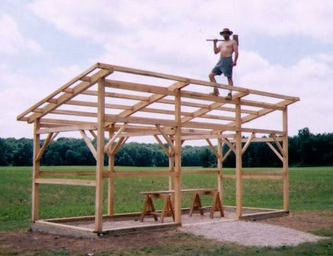 Tractor Shed Ideas, Farm Storage Buildings, Diy Pole Barn, Log Shed, Tractor Shed, Bbq Shed, Building A Pole Barn, Carport Sheds, Farm Shed