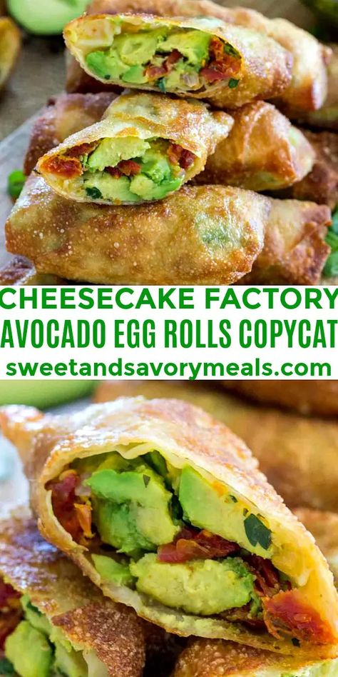 Trending Appetizers 2023, Cheesecake Factory Avocado Egg Rolls, Avocado Egg Rolls, Cheesecake Factory Recipes, Egg Diet Plan, Egg Roll Recipes, Savory Meals, Egg Diet, Roll Recipes