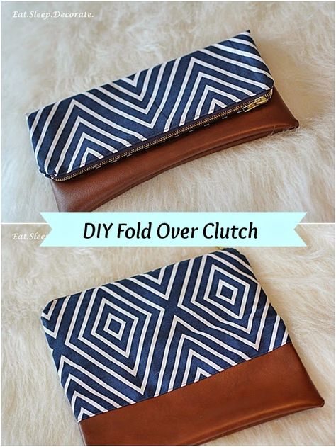 Eat. Sleep. Decorate.: {DIY} Fold Over Clutch Pochette Diy, Clutch Sewing, Clutch Tutorial, Diy En Cuir, Best Leather Wallet, Types Of Purses, Fold Over Clutch, Sac Diy, Diy Clutch