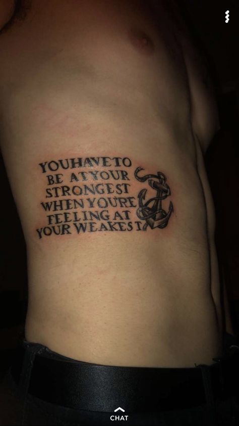 Quote Tattoo, Ribs Ribcage Tattoo Men, Tattoo Ribs, Rib Tattoos For Guys, Ribcage Tattoo, Quote Tattoo, Text Tattoo, Rib Tattoo, I Tattoo, Tattoos For Guys