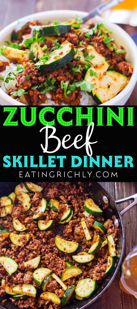 Keto Beef And Zucchini Recipes, Ground Beef Zucchini Skillet Recipes, Keto Zucchini And Ground Beef Recipes, Ground Beef Zucchini Potato Recipes, Healthy Dinner Recipes Using Ground Beef, Healthy Dinner Recipes With Hamburger Meat, Meat And Veggie Skillet Meals, Meat Veggie Dinner, Ground Beef With Squash And Zucchini