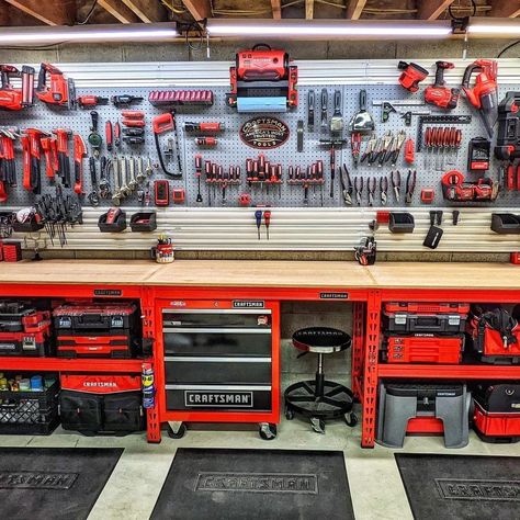 Garage Work Bench Organization Ideas, Garage Mechanic Workshop, Milwaukee Garage Ideas, Mechanic Garage Ideas Workshop, Mechanic Garage Organization, Mechanic Garage Ideas, Milwaukee Garage, Shop Must Haves, Mechanic Workshop