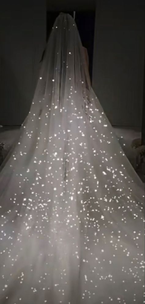 Wedding Dress With Lights, Wedding Veil Sparkly, Ball Themed Wedding, Wedding Dresses Glitter, Sparkly Veil, Glitter Wedding Dresses, Rockstar Wedding, Sparkling Wedding Dress, Poofy Wedding Dress