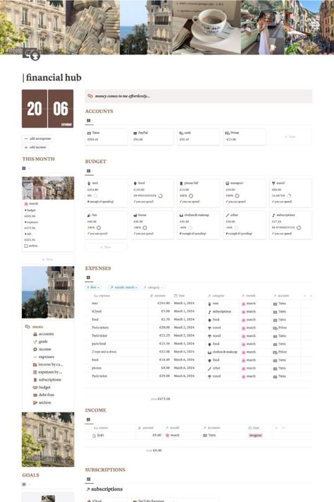 #Organisation #Finance_Planning_Aesthetic #Good_Notes_Financial_Planner #Notion_Expenses_Tracker Notion Expenses Tracker, Financial Notion Template, Notion Money Tracker, Budget Planner Notion, Notion Template Ideas Personal, Notion Finance Template, College Notion, Notion Budget Template, Notion Finance Tracker