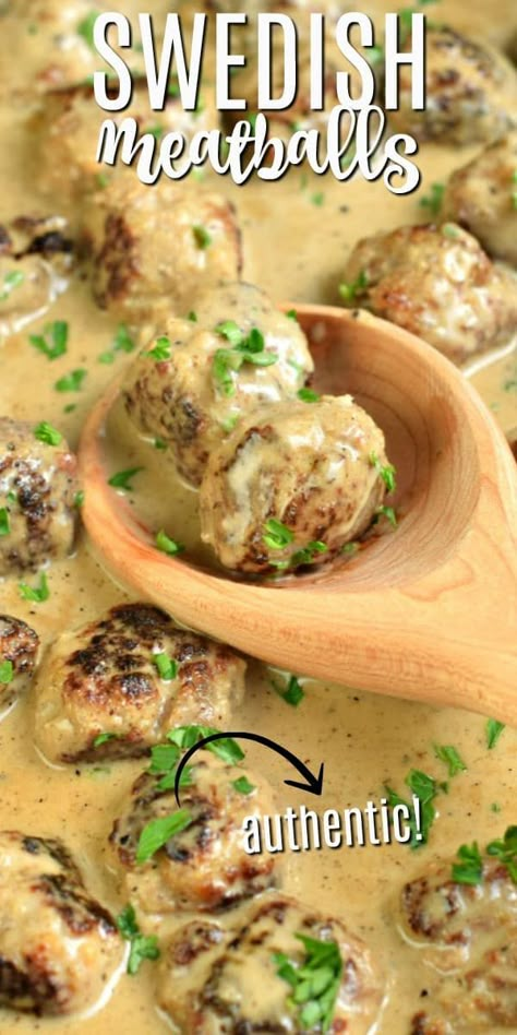 his Authentic Swedish Meatballs recipe is delicious enough for a weeknight meal, and impressive enough for guests! With a creamy sauce and a side of cucumber and loganberries, these meatballs are a taste of Sweden made at home.