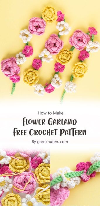 Pretty Flower Garland Free Crochet Pattern Ideas - Carolinamontoni.com Crochet Rose Garland, Flower Garland Crochet Free Pattern, Crochet Garlands Free Pattern, Crochet Flower Garland Pattern, Crochet Spring Garland, Crochet Flower Garland Pattern Free, Fairy Crochet Pattern Free, Crochet Flower Applique Free Pattern, Crochet Garland Pattern Free