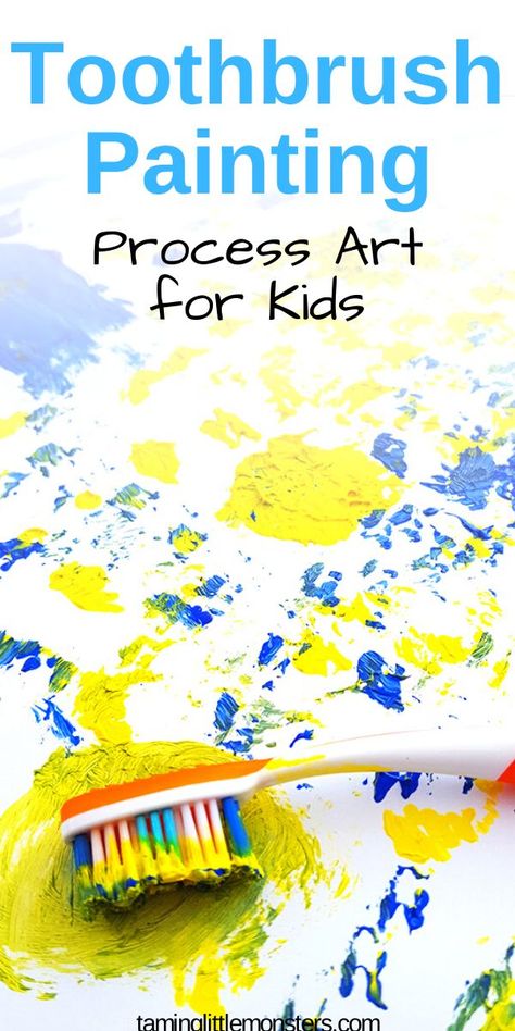 Paint Activities For Infants, Paint Craft For Preschoolers, Exploring Art With Preschoolers, Fine Motor Skills Art Projects, Toothbrush Painting Preschool, Infant Process Art Activities, Painting Preschool Ideas, Toothbrush Crafts For Toddlers, Toothbrush Activities For Preschool