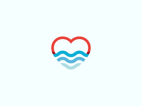 Wave of Love by Setyo Ocean Logo, Aqua Logo, Sea Logo, Wave Logo, Beach Logo, Water Logo, Waves Logo, Love Logo, The Cove