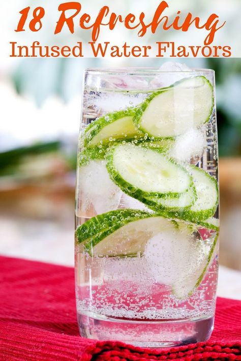 Getting your daily water intake can be challenging, especially if you don't care for plain water. My favorite 18 Infused spa-like water flavors really jazz up plain water. Drink up! Soda Replacement, Soda Alternatives, Easy Meals For Families, Healthy Soda, Meals For Families, Most Pinned Recipes, Cucumber Water, Refreshing Beverages, Drink Tags