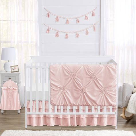 Sweet Jojo Designs Blush Pink Shabby Chic Girl Baby Crib Bedding Set for Infant Nursery Room Quilt, Fitted Sheet, Skirt, Diaper Stacker - 5pc - Solid Color Heart for Harper Collection Girl Nursery Crib, Pink Crib Bedding, Baby Girl Crib Bedding Sets, 2nd Pregnancy, Girl Crib Bedding Sets, Pink Shabby Chic, Baby Crib Bedding Sets