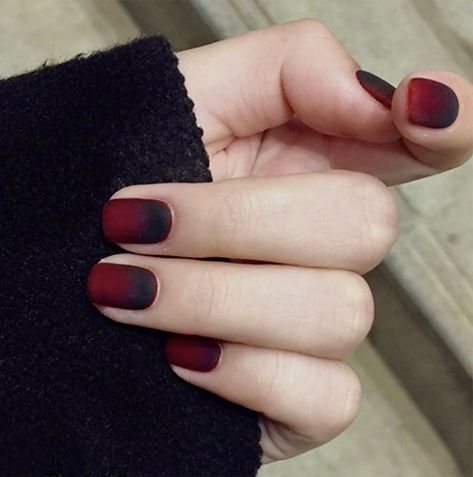 Short Nail Designs Black And Red, Short Nails Ideas Red And Black, Dark Red And Black Nails Short, Red Black Short Nails, Red And Black Short Nails, Vampy Nails, Quick Nail, Natural Acrylic Nails, Festive Nail Art