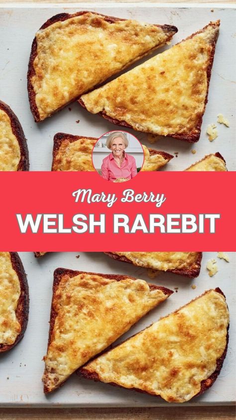 Mary Berry Welsh Rarebit Welsh Rarebit Recipe, Rarebit Recipe, Mary Berry Baking, Welsh Rarebit, Mary Berry Recipes, Welsh Recipes, Mary Berry Recipe, Berry Recipes, Side Dishes Recipes