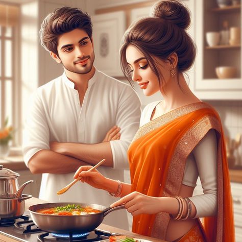 Paneer ki subzi mehmaan ke liye 

#aipictures, #cooking, #Indian, #couple, #love Romantic Husband Wife Pic, Indian Couple Anime, Wife Cooking For Husband, Wife And Husband Photos, Husband Wife Pic, Happy Couple Images, Husband Wife Romance, Good Morning Husband, Baby Radha Krishna Images