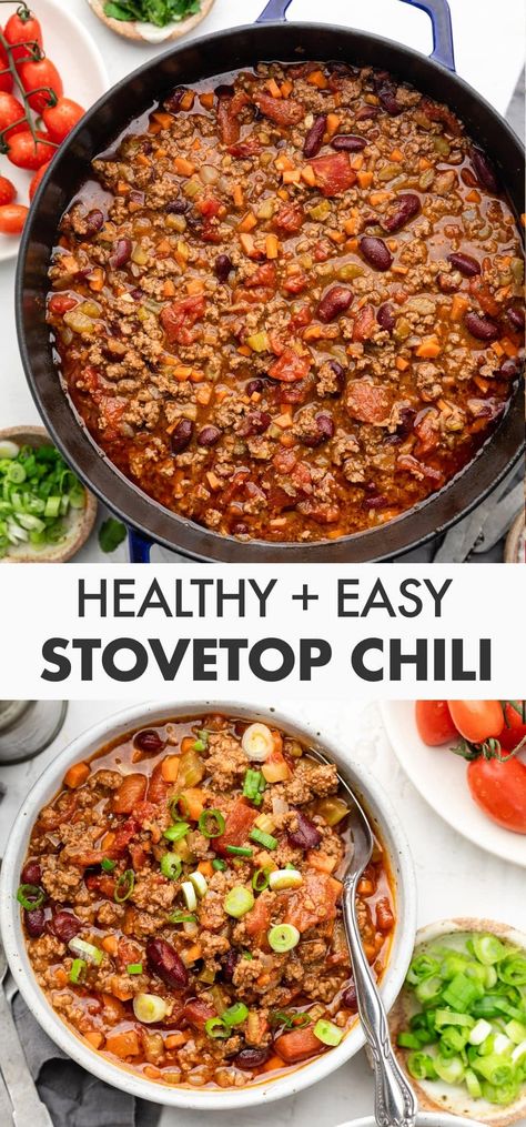 Easy Stovetop Chili Stovetop Chili Recipe, Stovetop Dinners, Easy Stovetop Chili Recipe, Chili Recipe Stovetop, Stovetop Chili, Gluten Free Soups, Healthy Ground Beef, Fast Dinner Recipes, Chili Recipe Easy