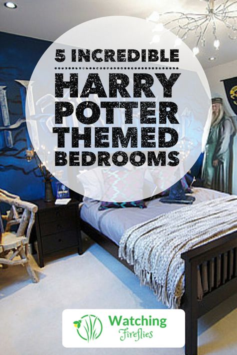 5 Incredible Harry Potter Inspired Bedrooms - Watching Fireflies Hogwarts Themed Bedroom, Ravenclaw Inspired Bedroom, Slytherin Themed Bedroom, Girls Shared Bedrooms, Harry Potter Theme Room, Harry Potter Inspired Room, Harry Potter Inspired Bedroom, Harry Potter Kids Room, Ravenclaw Bedroom