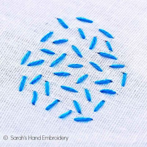 Rice Stitch Embroidery, Rice Stitch, Hand Embroidery Tutorial, Weaving Ideas, Embroidery Stitches Tutorial, Seed Stitch, Slow Stitching, Straight Stitch, Needle Thread