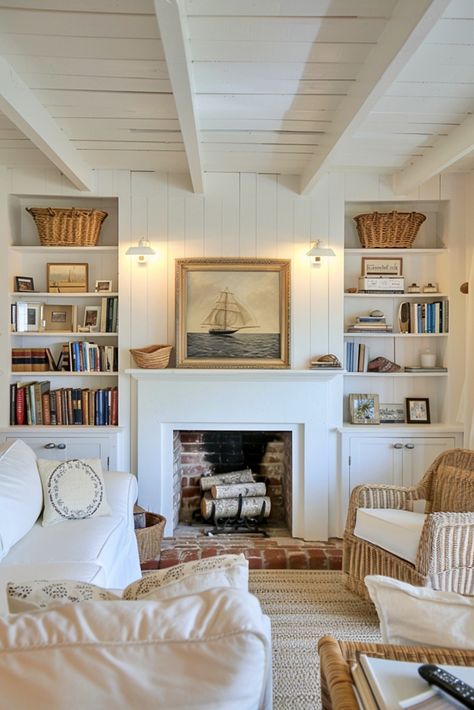 Look at the Happy Charm of Nantucket: A Historic Treasure Nantucket Interior, Nantucket Style Homes, Nantucket House, Nantucket Cottage, Nantucket Home, Interior Design Minimalist, Nantucket Island, Cottage Living Rooms, New England Homes