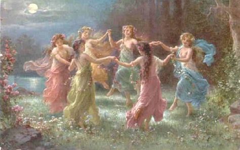 dancing fairies Women Dancing, Fairies Dancing, Bel Art, Creation Art, Rennaissance Art, Dancing In The Moonlight, Fairy Aesthetic, Fairytale Art, Romantic Art