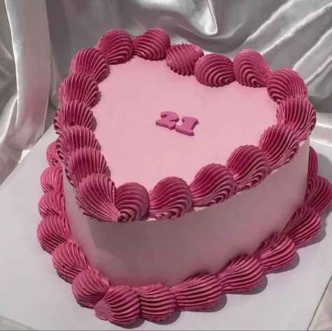 Pink Heart Cake 21, Heart Cake 19 Birthday, 21st Birthday Cake Heart Shape, Dark Pink Birthday Cake, Heart 21st Birthday Cake, Heart Shaped 21st Birthday Cake, 21 Heart Birthday Cake, Pink Birthday Cake 21, Pink Love Heart Cake