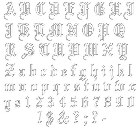 Old English Tattoo, Tato 3d, Old English Alphabet, Number Tattoo Fonts, Stencil Lettering, Tattoo Fonts Alphabet, Old English Letters, Tato Henna, Number Tattoos