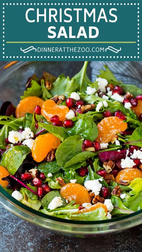 Xmas Salads, Spring Mix Salad Recipes, Salad With Oranges, Pomegranate Recipes Salad, Spring Salads, Christmas Salad Recipes, Winter Salad Recipes, Christmas Salad, Holiday Salads