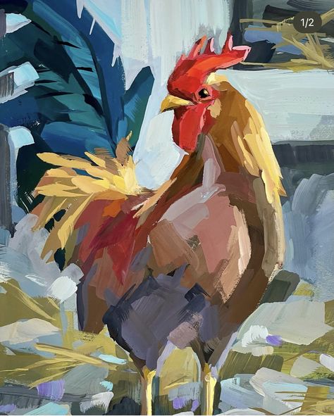 Colorful Animal Paintings, Favorite Tv Characters, Rooster Painting, Chicken Painting, Oil Painting Inspiration, Rooster Art, Gouache Art, Oil Pastel Art, Chicken Art