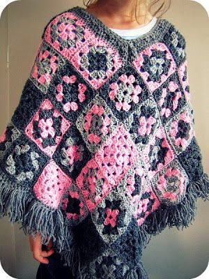 Poncho Granny Square - PaisleyJade Granny Square Poncho Pattern, Granny Square Poncho, Crochet Granny Stitch, Girls Poncho, Poncho Patterns, Crochet Poncho Free Pattern, شال كروشيه, Poncho Crochet, Crochet Poncho Patterns