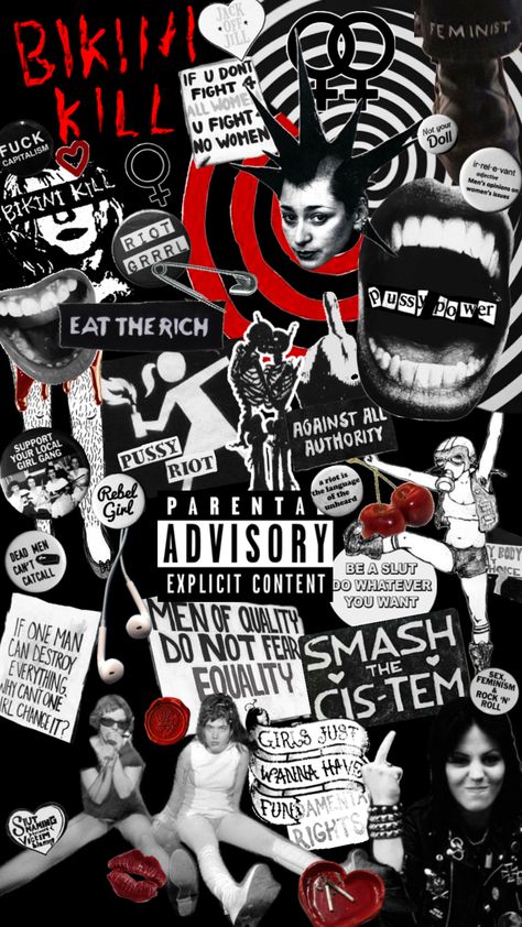 Punk Aesthetic Wallpaper, Riot Grrrl Aesthetic, Riot Grrrl Fashion, Iphone Wallpaper Rock, Punk Collage, Feminist Punk, Alternative Aesthetic, Rich Art, Future Wallpaper