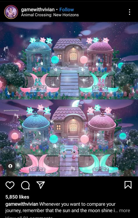 Star Themed Island Animal Crossing, Acnh Space Themed Island, Acnh Fairy Tale Designs, Acnh Glowing Moss Ideas, Acnh Moon Ideas, Animal Crossing Star Gazing Area, Acnh Space Theme, Acnh Fairy Designs, Acnh Y2k