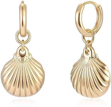 Amazon.com: MYEARS Women Clam Shell Earrings Gold Huggie Hoop Dangle Drop 14K Gold Filled Tiny Boho Beach Simple Delicate Handmade Hypoallergenic Jewelry Gift: Jewelry Coconut Girl Essentials, Coastal Cowgirl Party, Cowgirl Beach, Italy Packing, Resort Outfits, Coastal Granddaughter Aesthetic, Things To Ask, Costal Cowgirl, Disney Trip Outfits