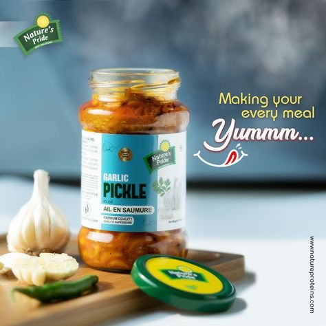 Spices are never enough for us. Add pickle to your every meal & make it more delicious than ever. Sambal Packaging, Pickle Photography, Pickle Brands, Chicken Pickle, Coffee Display, Lime Pickles, Golden Chicken, Spices Packaging, Pickled Garlic