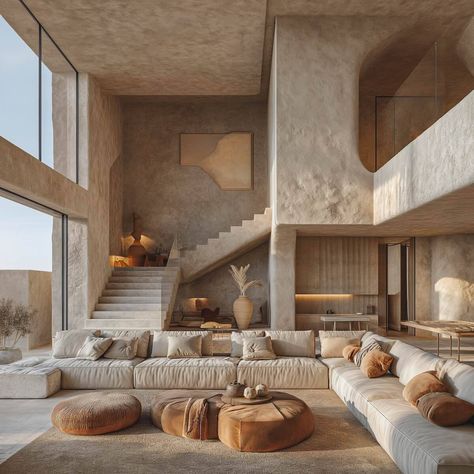 Home Inspo Luxury, Desert Modern Decor Living Room, Desert Beach House, Modern Desert Home Interiors Living Room, Desert Aesthetic Interior, Home Structure Design, Desert House Interior, Modern Desert Living Room, Natural Living Room Decor Ideas