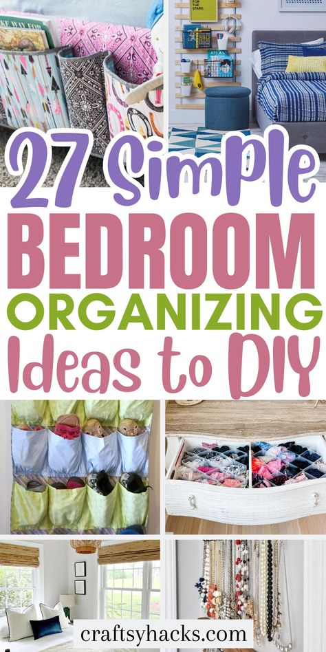 Storage Ideas For Bedrooms Organizing, Bedroom Organizer Ideas, Home Organisation Ideas, How To Organize Your Room, Organization Ideas For Small Bedrooms, Diy Bedroom Organization, Girls Bedroom Organization, Small Bedroom Hacks, Diy Organization Ideas