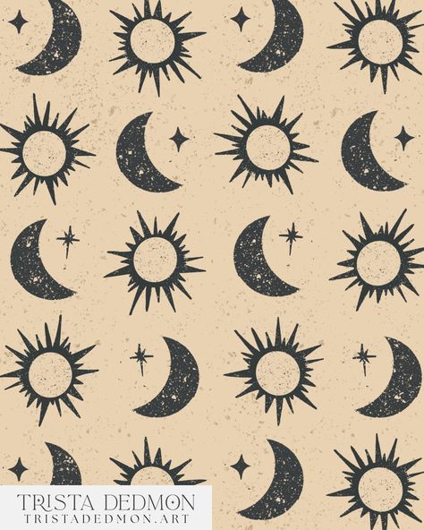 Sun and moons from the Bohemian Nights collection. I'm envisioning these most on blankets 🌙☀️ Background Book, Hat Burning, Photo Reels, Summer Tea, Tufted Rugs, The Bohemian, May 27, Tufted Rug, Surface Pattern