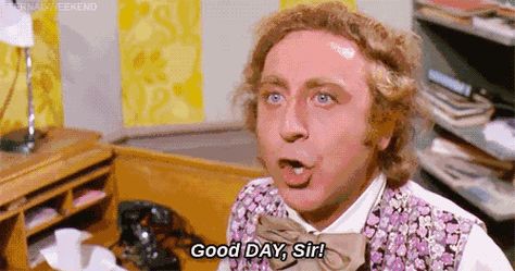 I said good DAY, sir Gene Wilder Willy Wonka, Good Day Sir, Gene Wilder, Worst Names, Jon Stewart, Awesome Sauce, Willy Wonka, Reaction Images, Chocolate Factory