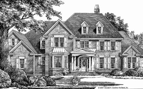 Colonial Exterior - Front Elevation Plan #929-606 Colonial House Interior Design, Colonial House Interior, Colonial Style House, Colonial Style House Plans, Colonial House Plans, Colonial Homes, Classic Homes, Colonial Exterior, Suburban House