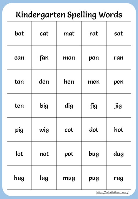 Kindergarten Spelling Words Spelling For Preschoolers, Spelling Word Activities Kindergarten, Spelling Test Kindergarten, Kindergarten Weekly Spelling Words List, Spelling Bee Kindergarten, Preschool Spelling Words, Kindergarten Words List, Spelling Words Kindergarten, Spelling Words For Kindergarten