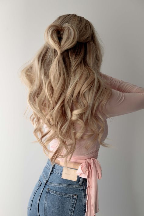 VALENTINE’S DAY HAIRSTYLES: 3 Easy Hairstyles For Valentine’s Day Valentines Hairstyles, Day Hairstyles, Valentine Hair, Hair Romance, Cute Hairstyle, Romantic Hairstyles, Medium Long Hair, Heart Hair