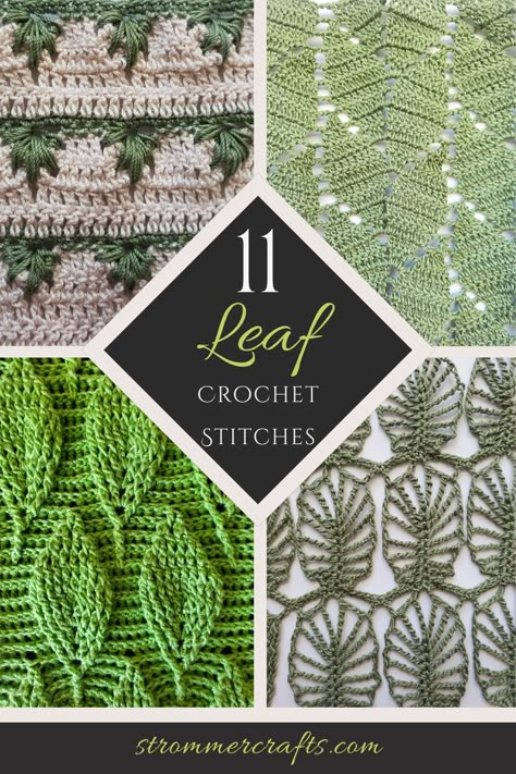 Looking for a way to crochet leaves into your next project? Check out this curated list of 11 Leaf Crochet Stitches! Crochet Leaf Lace Pattern, Leaf Crochet Pattern Free Blanket, Crochet Leaf Table Runner, Leafy Crochet Pattern, Crochet Leaf Scarf Free Pattern, Falling Leaves Crochet Pattern, Crochet Fern Plant Free Pattern, Unique Crochet Designs, Crochet Patterns Leaf