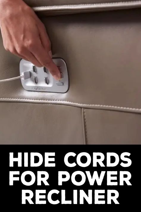 How to Hide Cords for Power Recliner How To Hide Power Furniture Cords, How To Hide Extension Cords On The Floor, How To Hide Cords On Floor Living Rooms, Floor Cord Cover Ideas, How To Hide Cords, How To Hide Cords On Floor, Hide Cords On Floor, Power Strip Hide, Hide Outlet