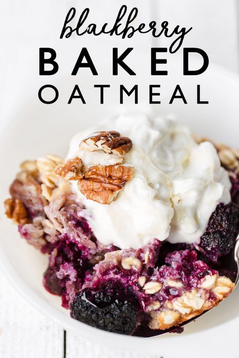 Frozen Fruit Baked Oatmeal · ONE armed MAMA Frozen Blackberry Recipes, Easy Breakfast For A Crowd, Blackberry Recipes Easy, Baked Breakfast Casserole, Frozen Fruit Recipes, Yogurt Frozen, How To Freeze Blackberries, Baked Oatmeal Recipe, Baked Oatmeal Cups