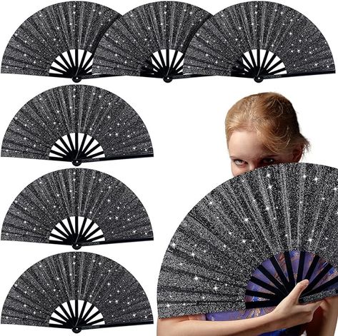 Amazon.com: Thyle 6 Pcs Glitter Large Rave Hand Fan Folding Handheld Summer Fan Vintage Retro Chinese Kung Fu Folding Fan for Women Men EDM Club Party Performance Decoration : Home & Kitchen Beyonce Gift Ideas, Chinese Folding Fan, Jazz Performance, Rave Glitter, Chinese Kung Fu, Fan Hand, Retro Chinese, Folding Fans, Folding Hand Fan