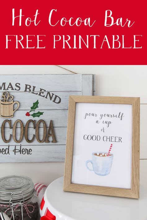 A cute little free printable to add to your own cocoa bar! #freeprintable #christmasprintable #livingletterhome Hot Cocoa Bar Christmas Free Printables, Free Printable Hot Cocoa Bar Sign, Cocoa Bar Printables Free, Free Hot Cocoa Printables, Hot Cocoa Sign Free Printables, Hot Chocolate Bar Sign Printable Free, Hot Cocoa Bar Printables Free, Free Hot Cocoa Bar Printables, Hot Cocoa Bar Sign Free Printable