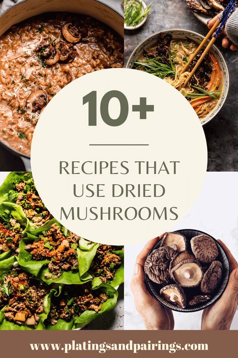 10+ Dried Mushroom Recipes (How to Use Them) - Platings + Pairings Recipes Using Dried Mushrooms, Recipes With Dried Mushrooms, Dried Morel Recipes, Dried Mushrooms Recipes, Shitake Mushroom Recipes Dinners, How To Use Dried Mushrooms, Dried Mushrooms Using, Dry Mushrooms, Using Dried Mushrooms