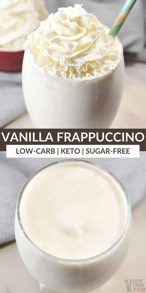 Vanilla Bean Frappuccino Recipe, Starbucks Vanilla Bean Frappuccino, Vanilla Bean Frappuccino, Vanilla Frappuccino, Low Carb Dairy Free, Frappuccino Starbucks, Keto Beverages, Keto Coffee Recipe, Frappuccino Recipe