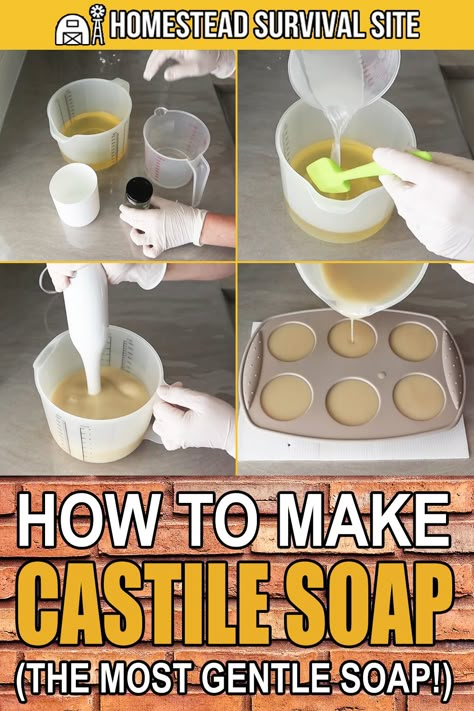 Making Castile Soap, Soap Cold Process Recipe, Diy Soap Bars For Beginners Without Lye, Diy Soap Molds Ideas How To Make, Soap Base Recipe How To Make, Diy Homemade Soap, How To Make Castile Soap, Lye Free Soap Recipes, Homemade Soap Recipes For Beginners