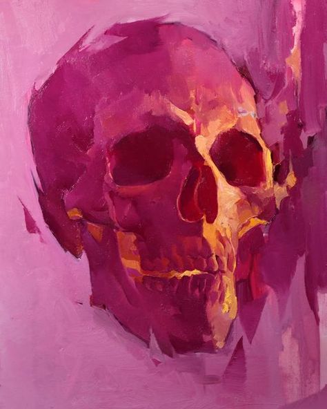 How To Paint A Skull, Cute Abstract Art, Oil Paintings For Beginners, Skull Oil Painting, Brushstroke Painting, Nick Runge, Skull Paintings, Valentine Painting, Wood Panel Art